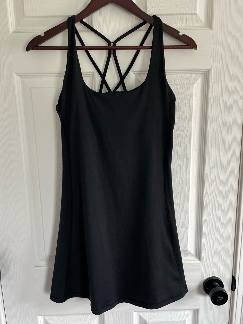 Women’s Black Strappy Back Tennis Dress Athletic Golf Dress Size M Pickleball